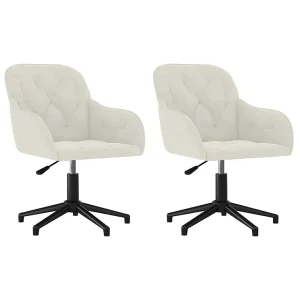 Eetkamerstoelen draaibaar 2 st fluweel crèmekleurig Eetkamerstoelen draaibaar 2 st fluweel crèmekleurig