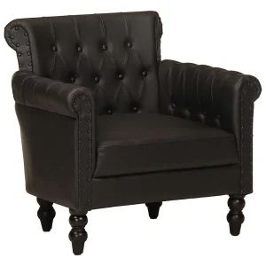 Fauteuil echt geitenleer zwart Fauteuil echt geitenleer zwart