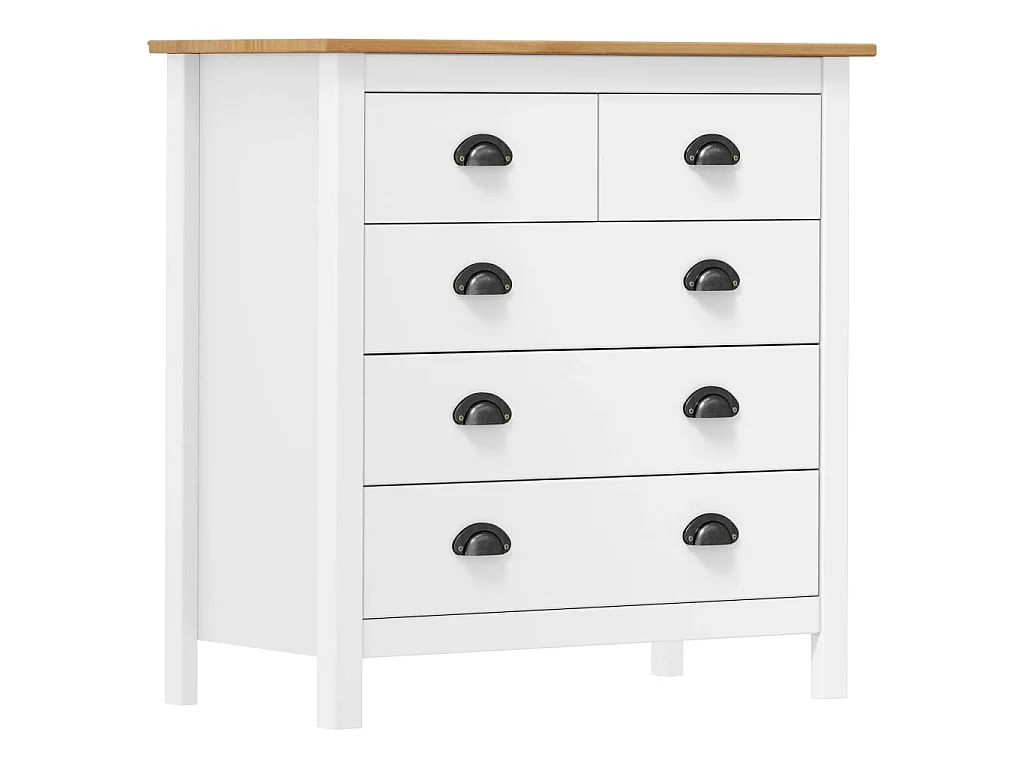 Dressoir Hill 79x40x80 cm massief grenenhout wit