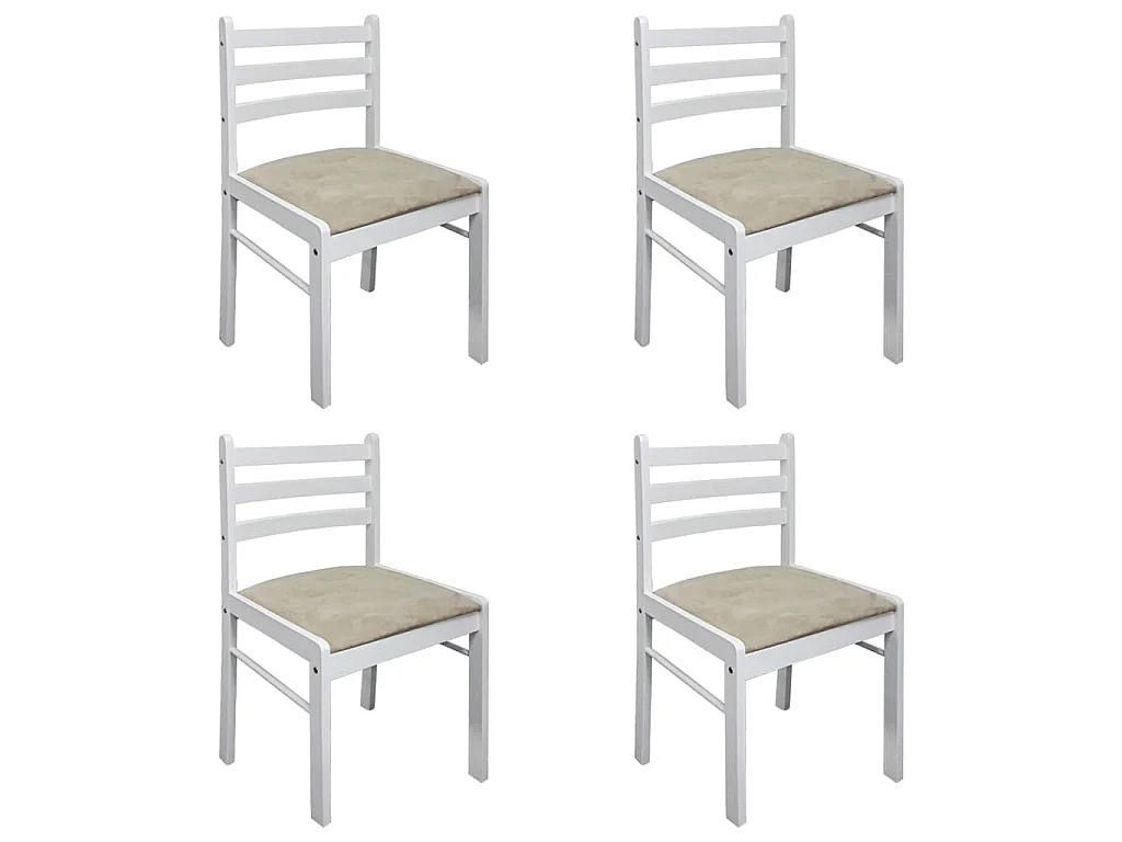 Eetkamerstoelen 4 st massief rubberwood en fluweel wit