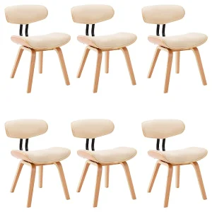 Eetkamerstoelen 6 st gebogen hout en kunstleer crème Eetkamerstoelen 6 st gebogen hout en kunstleer crème
