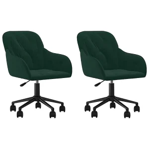 Eetkamerstoelen draaibaar 2 st fluweel donkergroen Eetkamerstoelen draaibaar 2 st fluweel donkergroen