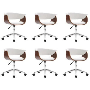 Eetkamerstoelen draaibaar 6 st kunstleer wit