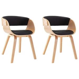 Eetkamerstoelen 2 st gebogen hout en kunstleer