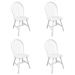 Eetkamerstoelen 4 st massief rubberwood wit Eetkamerstoelen 4 st massief rubberwood wit