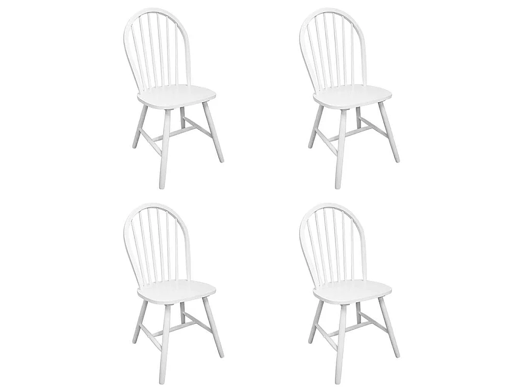Eetkamerstoelen 4 st massief rubberwood wit