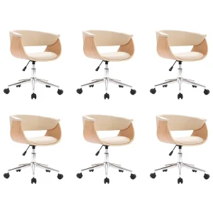 Eetkamerstoelen 6 st draaibaar 6 st kunstleer crèmekleurig Eetkamerstoelen 6 st draaibaar 6 st kunstleer crèmekleurig