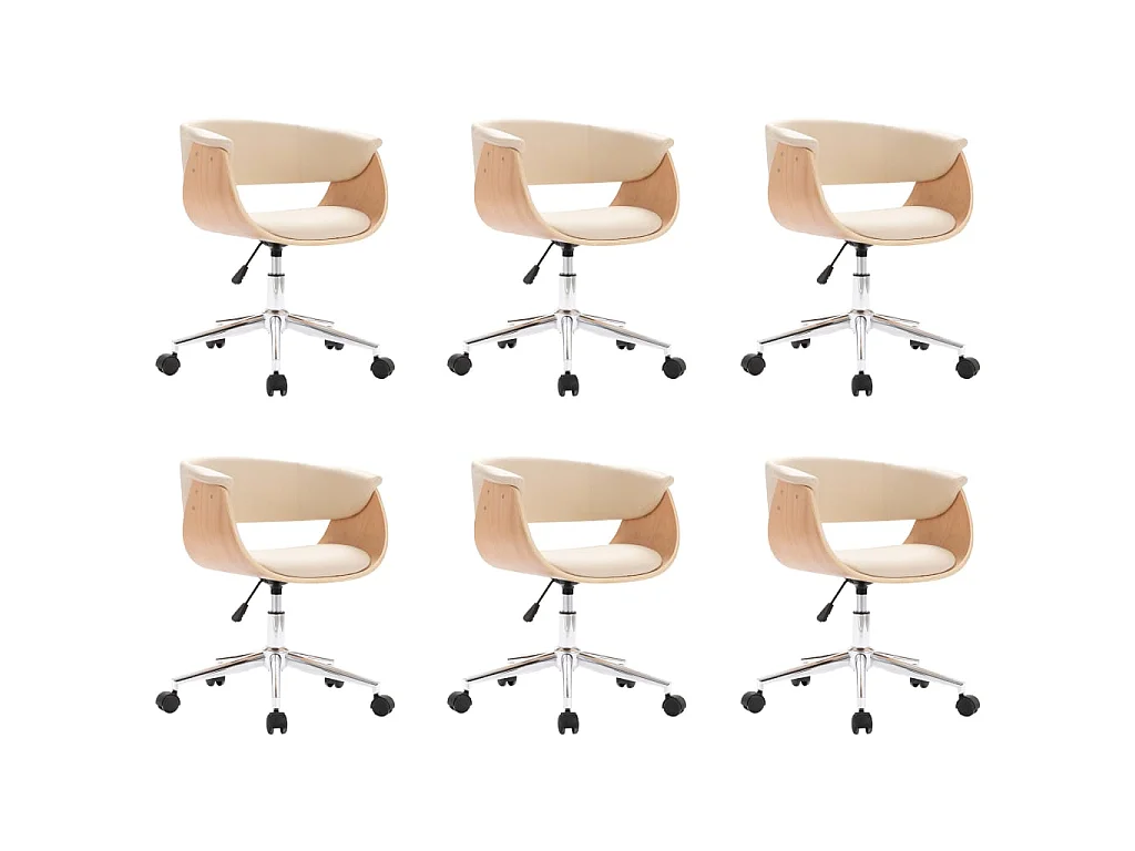 Eetkamerstoelen 6 st draaibaar 6 st kunstleer crèmekleurig