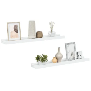 Fotoplanken 2 st 60x9x3 cm MDF wit Fotoplanken 2 st 60x9x3 cm MDF wit