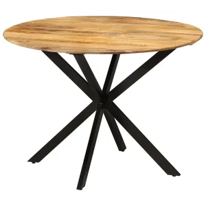 Eettafel Ø110×78 cm massief mangohout en staal