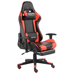 Gamestoel draaibaar met voetensteun PVC rood Gamestoel draaibaar met voetensteun PVC rood