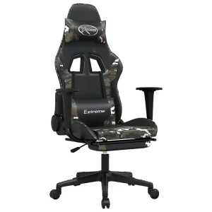 Gamestoel met voetensteun kunstleer zwart en camouflage Gamestoel met voetensteun kunstleer zwart en camouflage