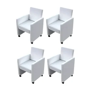 Eetkamerstoelen 4 st kunstleer wit