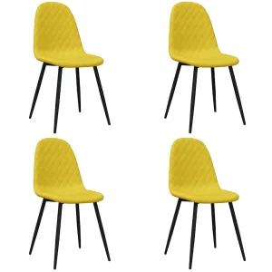 Eetkamerstoelen 4 st fluweel mosterdgeel