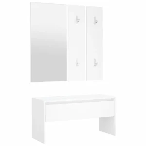 Garderobe set bewerkt hout wit Garderobe set bewerkt hout wit