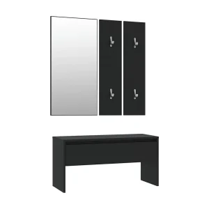Garderobe set bewerkt hout zwart Garderobe set bewerkt hout zwart