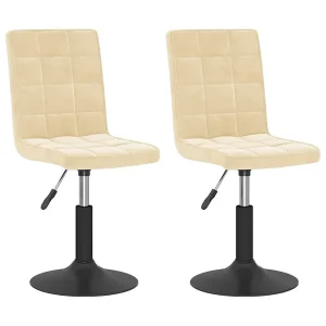 Eetkamerstoelen draaibaar 2 st fluweel crèmekleurig Eetkamerstoelen draaibaar 2 st fluweel crèmekleurig