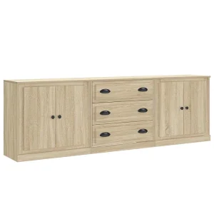Dressoirs 3 st bewerkt hout sonoma eiken Dressoirs 3 st bewerkt hout sonoma eiken