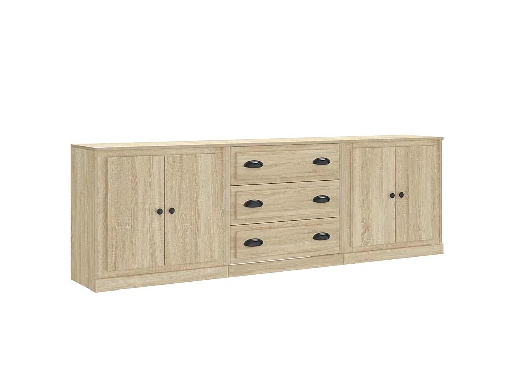 Dressoirs 3 st bewerkt hout sonoma eiken