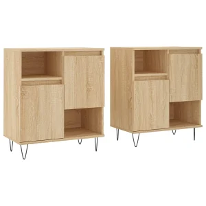 Dressoirs 2 st bewerkt hout sonoma eikenkleurig Dressoirs 2 st bewerkt hout sonoma eikenkleurig