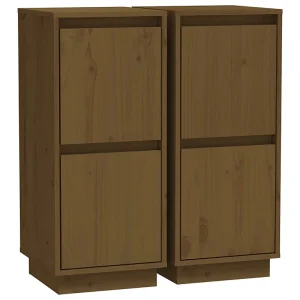 Dressoirs 2 st 31,5x34x75 cm massief grenenhout honingbruin Dressoirs 2 st 31,5x34x75 cm massief grenenhout honingbruin