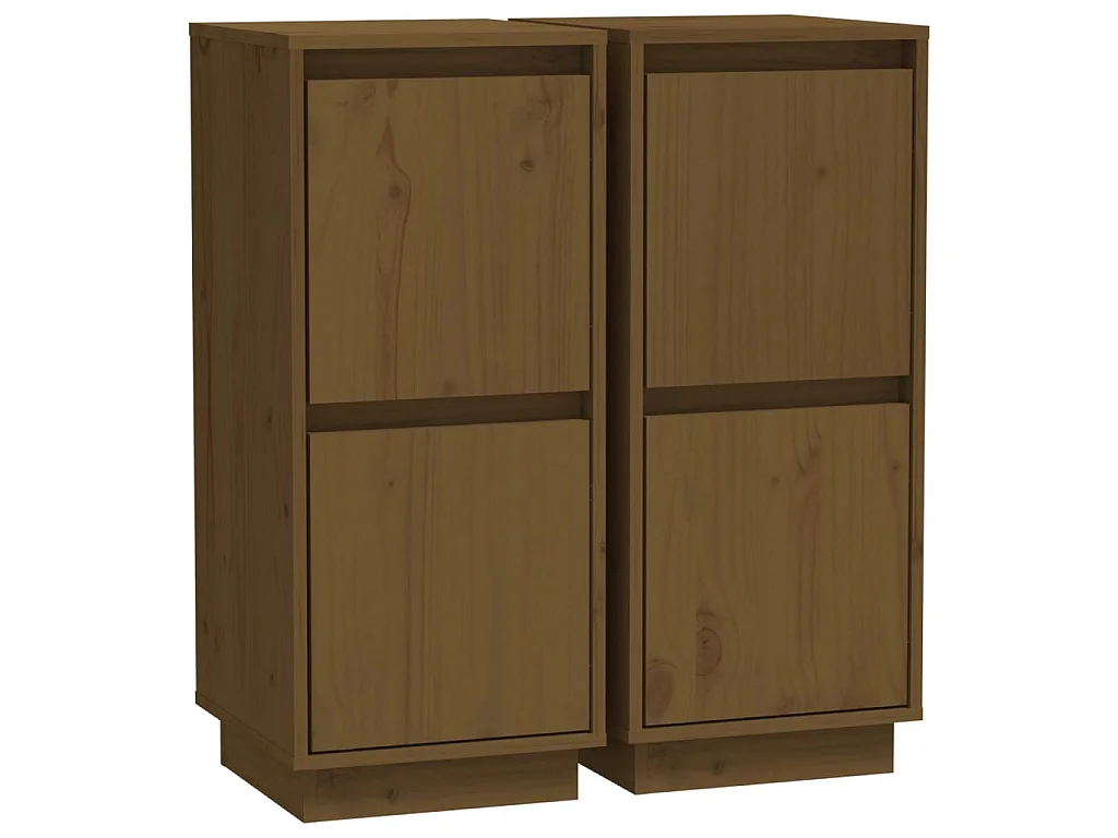 Dressoirs 2 st 31,5x34x75 cm massief grenenhout honingbruin