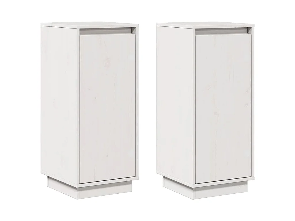 Dressoirs 2 st 31,5x34x75 cm massief grenenhout wit