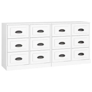 Dressoirs 2 st bewerkt hout wit Dressoirs 2 st bewerkt hout wit
