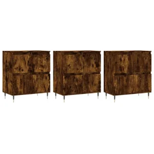 Dressoirs 3 st bewerkt hout gerookt eikenkleurig Dressoirs 3 st bewerkt hout gerookt eikenkleurig