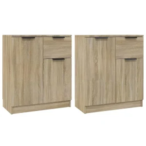 Dressoirs 2 st 60x30x70 cm bewerkt hout sonoma eikenkleurig Dressoirs 2 st 60x30x70 cm bewerkt hout sonoma eikenkleurig