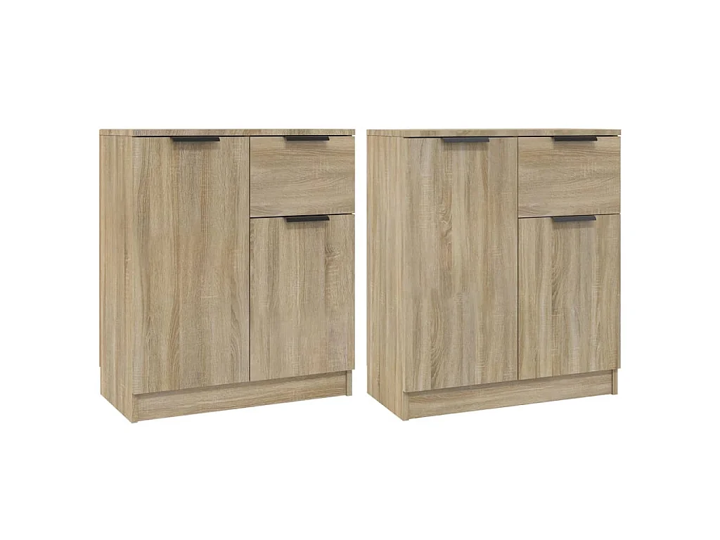 Dressoirs 2 st 60x30x70 cm bewerkt hout sonoma eikenkleurig