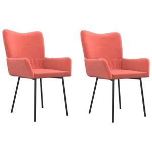 Eetkamerstoelen 2 st fluweel roze Eetkamerstoelen 2 st fluweel roze