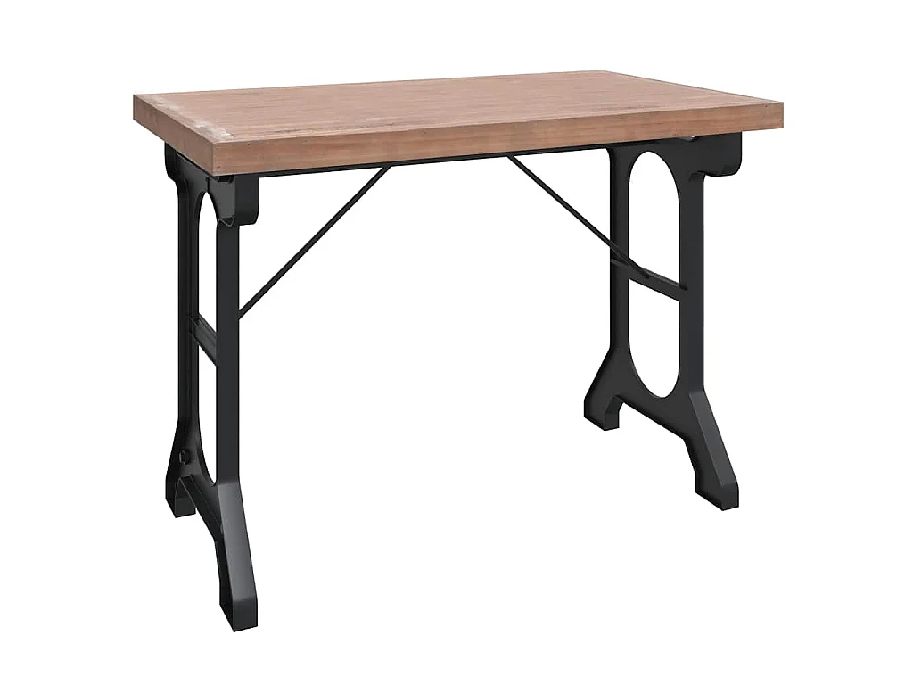 Eettafel 110x65x82 cm massief vurenhout en ijzer