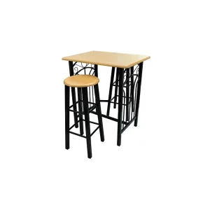 Eetset hout met zwart staal tan Eetset hout met zwart staal tan