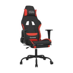 Gamestoel met voetensteun stof zwart en rood Gamestoel met voetensteun stof zwart en rood