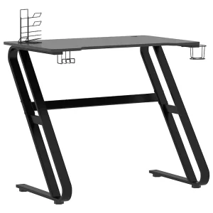 Gamingbureau met ZZ-vormige poten 90x60x75 cm zwart Gamingbureau met ZZ-vormige poten 90x60x75 cm zwart