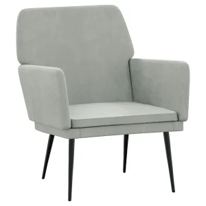 Fauteuil 62x79x79 cm fluweel lichtgrijs Fauteuil 62x79x79 cm fluweel lichtgrijs
