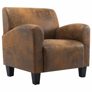 Fauteuil kunstsuède bruin Fauteuil kunstsuède bruin