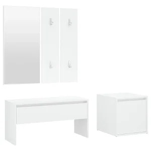 Garderobe set bewerkt hout wit