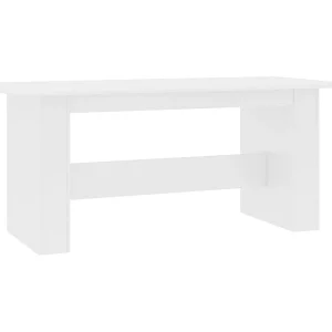 Eettafel 180x90x76 cm bewerkt hout wit Eettafel 180x90x76 cm bewerkt hout wit