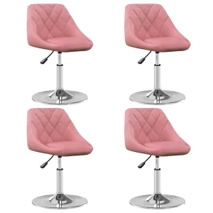 Eetkamerstoelen draaibaar 4 st fluweel roze Eetkamerstoelen draaibaar 4 st fluweel roze