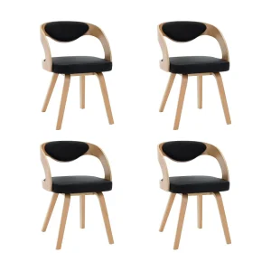 Eetkamerstoelen 4 st gebogen hout en kunstleer zwart Eetkamerstoelen 4 st gebogen hout en kunstleer zwart