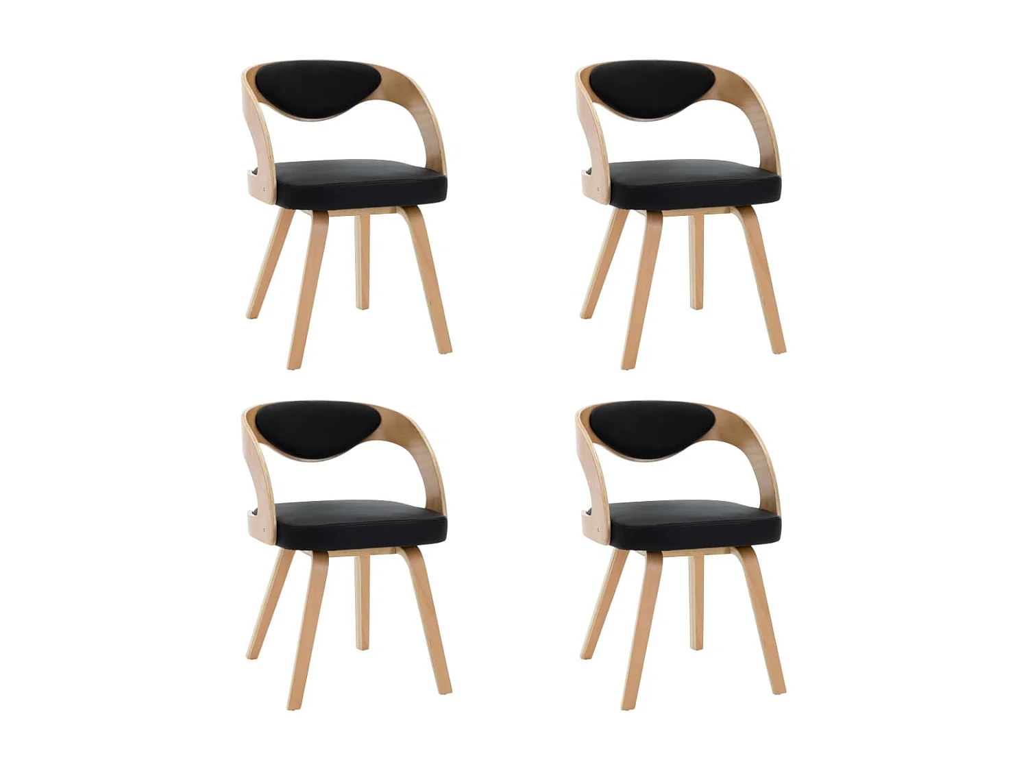 Eetkamerstoelen 4 st gebogen hout en kunstleer zwart