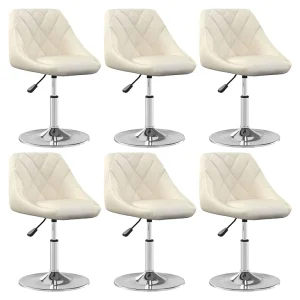 Eetkamerstoelen draaibaar 6 st fluweel crèmekleurig