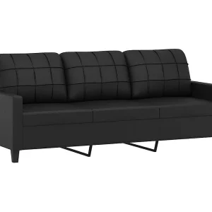Driezitsbank 180 cm kunstleer zwart Driezitsbank 180 cm kunstleer zwart