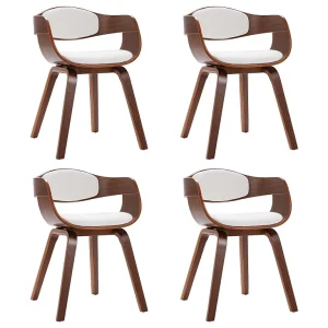 Eetkamerstoelen 4 st gebogen hout en kunstleer Eetkamerstoelen 4 st gebogen hout en kunstleer