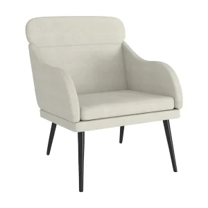 Fauteuil 63x76x80 cm fluweel crèmekleurig Fauteuil 63x76x80 cm fluweel crèmekleurig