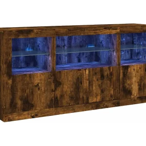 Dressoir met LED-verlichting 142,5x37x67 cm gerookt eikenkleur Dressoir met LED-verlichting 142,5x37x67 cm gerookt eikenkleur
