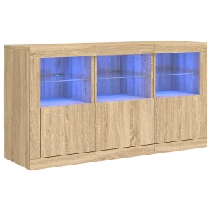 Dressoir met LED-verlichting 123x37x67 cm sonoma eikenkleurig Dressoir met LED-verlichting 123x37x67 cm sonoma eikenkleurig