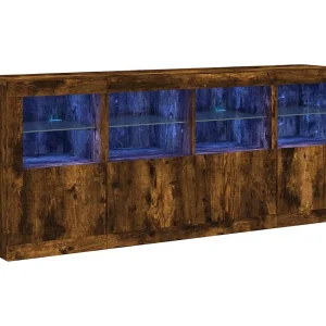 Dressoir met LED-verlichting 163x37x67 cm gerookt eikenkleurig Dressoir met LED-verlichting 163x37x67 cm gerookt eikenkleurig